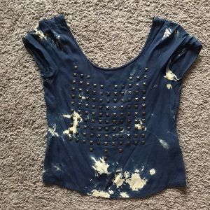 Lucca Couture Blue Studded Tie Dye Shirt
